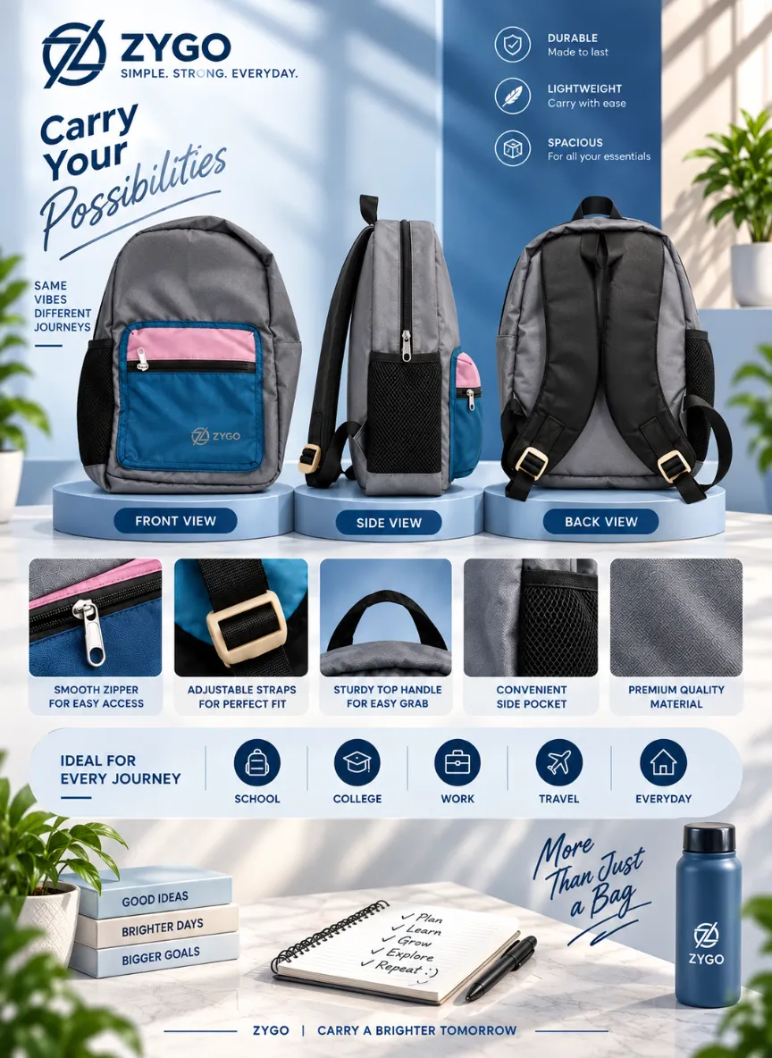 ZYGO Grey Multi-Tone Laptop Pocket Backpack - Image 4