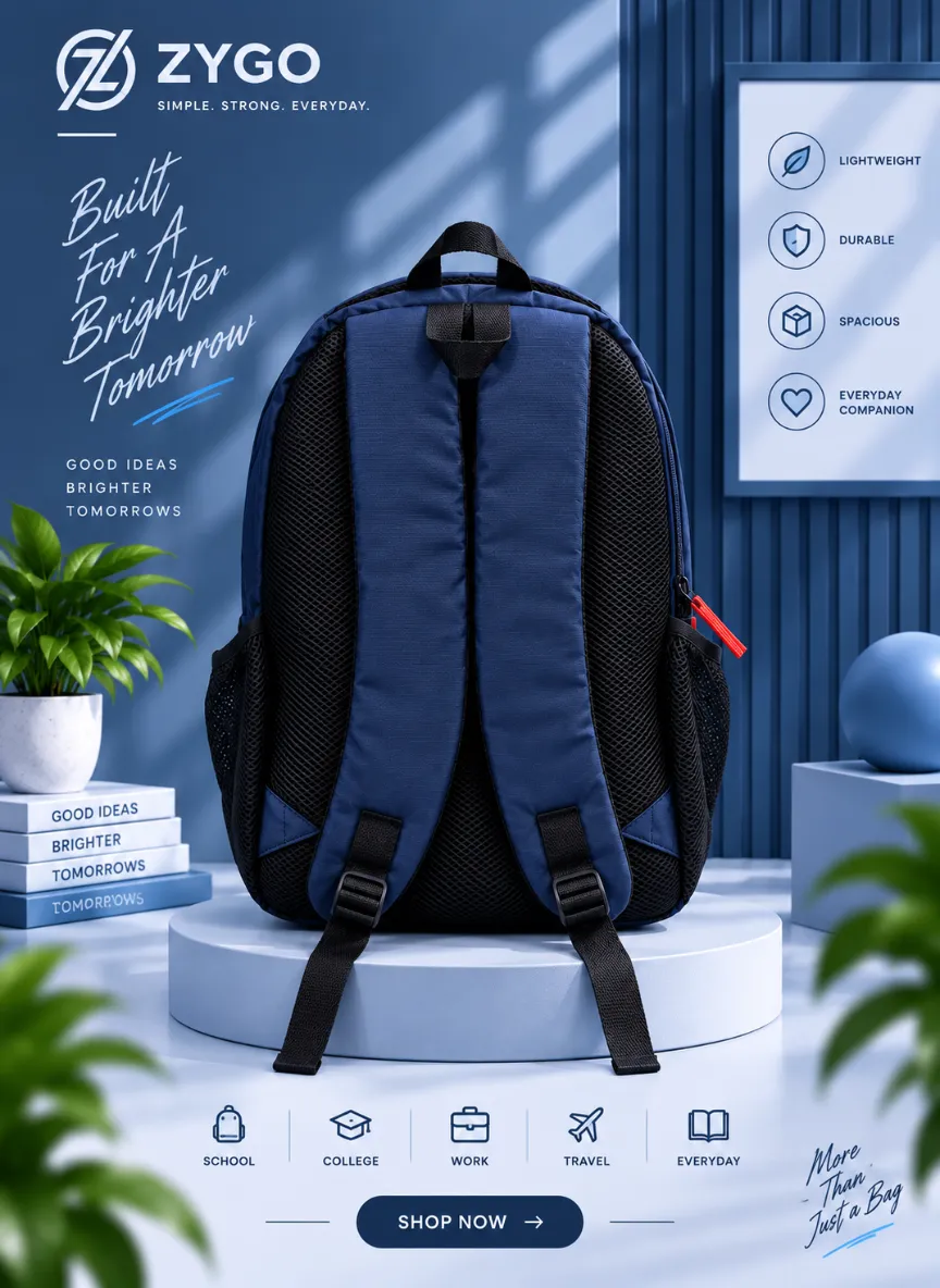 Zygo Classic Blue Multi-Pocket Laptop Backpack - Image 4