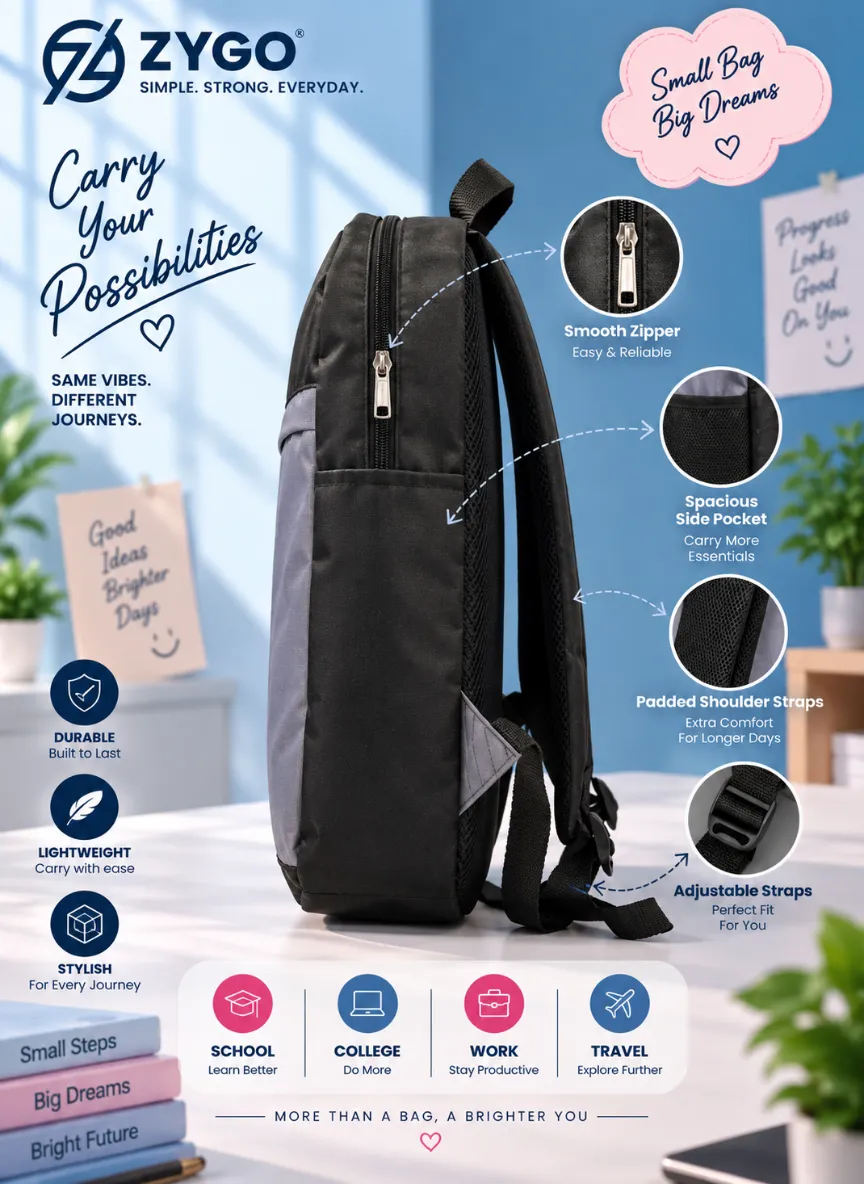 ZYGO Slate Black Dual-Tone Laptop Pocket Backpack - Image 4