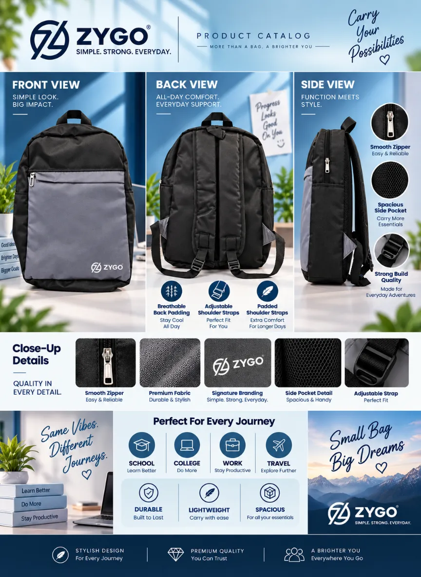 ZYGO Slate Black Dual-Tone Laptop Pocket Backpack - Image 3
